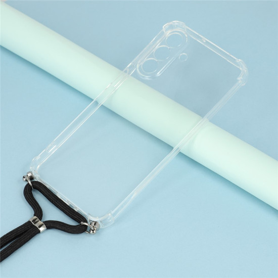 For Samsung Galaxy A17 5G Case Reinforced Corner TPU Clear Phone Cover with Lanyard Samsung Cases Mobile