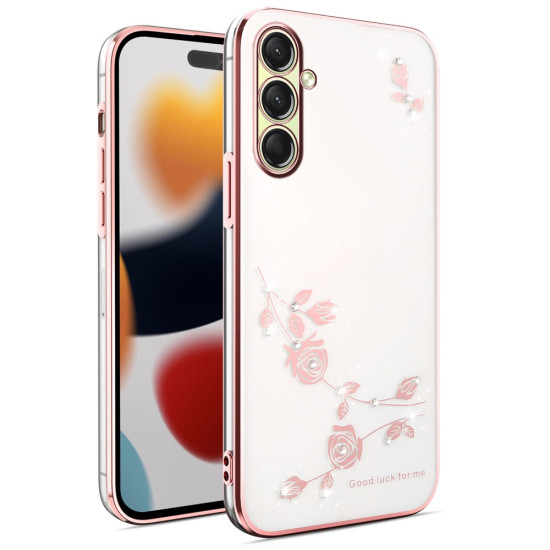 KADEM For Samsung Galaxy A17 5G Case Flower Rhinestone Decor TPU Phone Cover - Rose Gold Samsung Cases Mobile