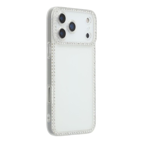 For iPhone 17 Pro TPU Case Rhinestone Decor Clear Phone Back Cover, Precise Cutout Apple Cases Mobile