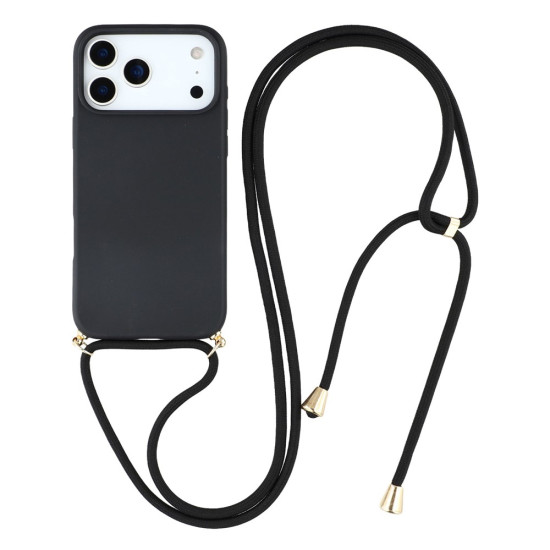 Θήκη Σιλικόνης TPU με Κορδόνι Λαιμού για iPhone 17 Pro - Μαύρο Apple Θήκες Κινητών