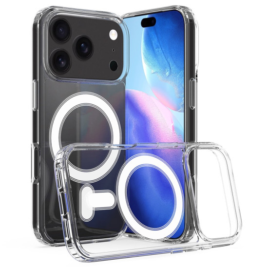 For iPhone 17 Pro Max Clear Phone Case Compatible with MagSafe TPU+Acrylic Back Cover - Clear Apple Cases Mobile