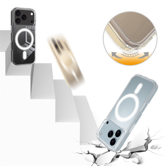 For iPhone 17 Pro Max Clear Phone Case Compatible with MagSafe TPU+Acrylic Back Cover - Clear Apple Cases Mobile