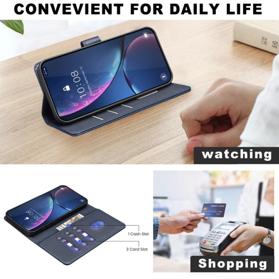 For iPhone 17 Pro Max Leather Case BINFEN COLOR BF32 Wallet RFID Blocking Phone Cover - Blue Apple Cases Mobile