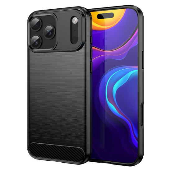 For iPhone 17 Pro Max Case Protective Phone Cover Carbon Fiber Texture Brushed - Black Apple Cases Mobile