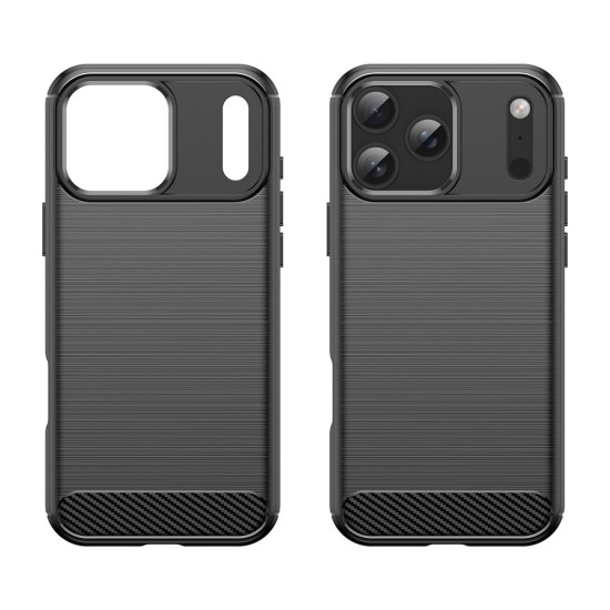 For iPhone 17 Pro Max Case Protective Phone Cover Carbon Fiber Texture Brushed - Black Apple Cases Mobile