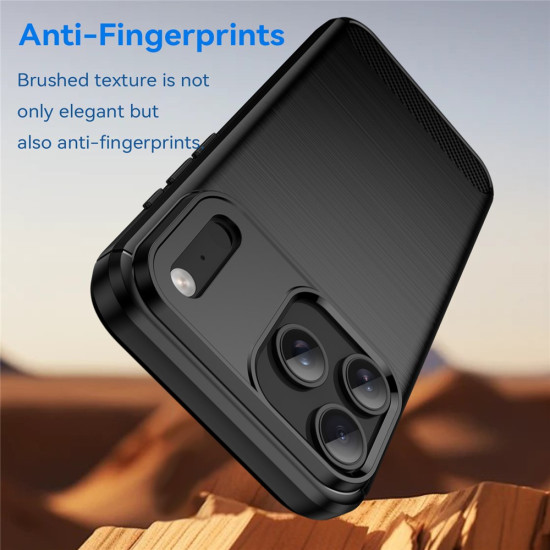 For iPhone 17 Pro Max Case Protective Phone Cover Carbon Fiber Texture Brushed - Black Apple Cases Mobile