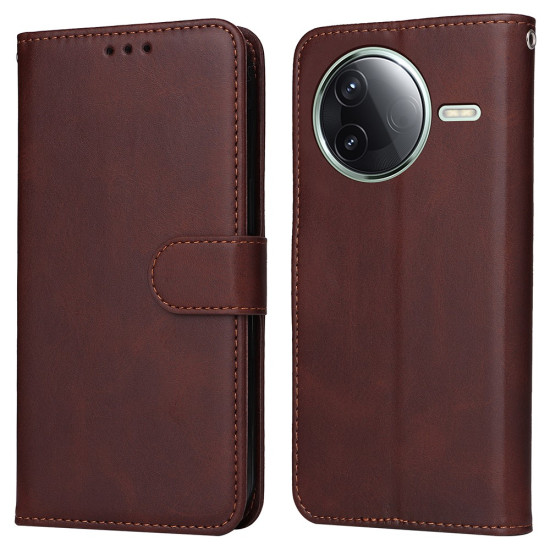 For Xiaomi Poco F7 Pro 5G / Redmi K80 5G Case Wallet PU Leather Folio Flip Phone Cover - Brown XIAOMI Cases Mobile