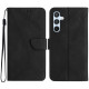 HT05 For Samsung Galaxy A36 5G Case Skin-Touch Lines PU Leather Flip Phone Cover - Black Samsung Cases Mobile