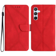 HT05 For Samsung Galaxy A36 5G Case Skin-Touch Lines PU Leather Flip Phone Cover - Red