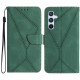 HT05 For Samsung Galaxy A36 5G Case Skin-Touch Lines PU Leather Flip Phone Cover - Green Samsung Cases Mobile