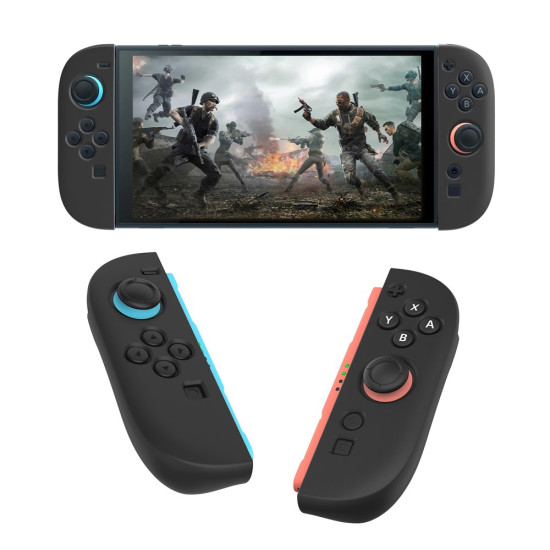 For Nintendo Switch 2 Controller Case Ergonomic Soft Silicone Protective Cover - Black Gaming