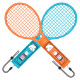JYS-NS2266 For Nintendo Switch 2 Left and Right Joy-Con Handle Holder Tennis Racket with Lanyard - Blue+Red Gaming