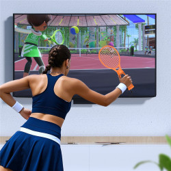 JYS-NS2266 For Nintendo Switch 2 Left and Right Joy-Con Handle Holder Tennis Racket with Lanyard - Blue+Red JYS-NS2266 For Nintendo Switch 2 Left and Right Joy-Con Handle Holder Tennis Racket with Lanyard - Blue+Red