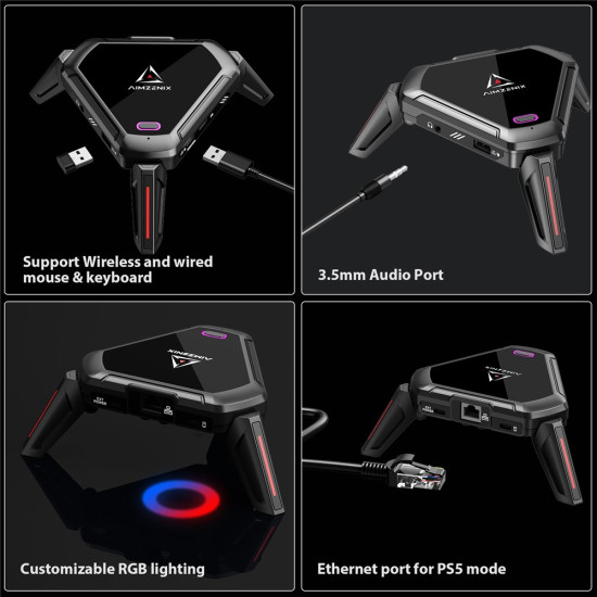 AIMZENIX Monster For Switch PS5 / 4 / 3 XBox Keyboard Mouse Adapter Converter Gaming
