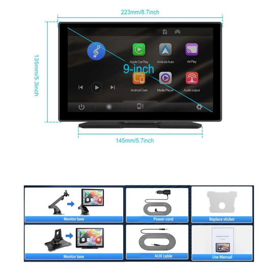 W519 9 inch Wireless Carplay Android Auto Screen Auto Car Stereo with GPS Navigation / Mirror Link / Voice Control Gadgets - Toys - Hobby