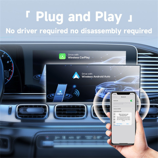 2 in 1 Wireless Carplay Android Auto Car Adapter Wired to Wireless Bluetooth-Compatible WiFi USB Dongle Gadgets - Toys - Hobby