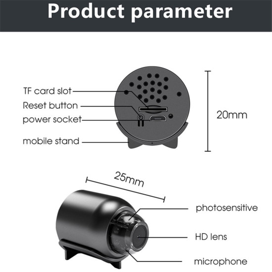 X5 Home Security WiFi Mini Camera 1080P AI Human Body Recognition HD Night Vision Camera Gadgets - Toys - Hobby