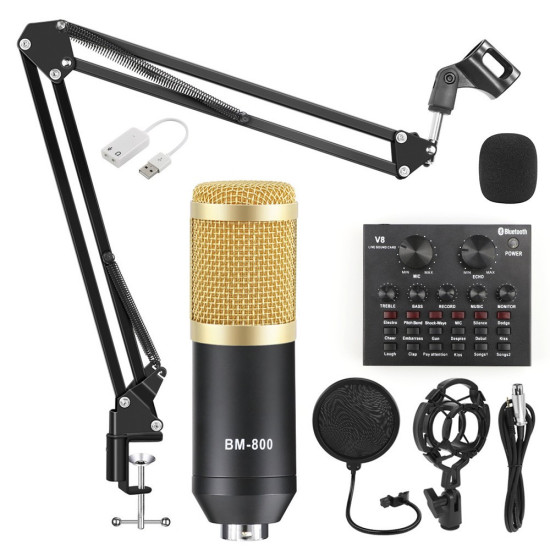 BM800 Professional Suspension Condenser Microphone Kit for Studio Live Stream Broadcasting Recording Gadgets - Toys - Hobby
