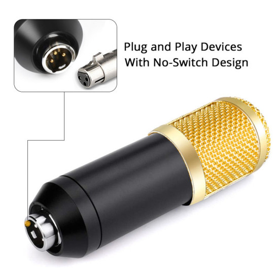 BM800 Professional Suspension Condenser Microphone Kit for Studio Live Stream Broadcasting Recording Gadgets - Toys - Hobby