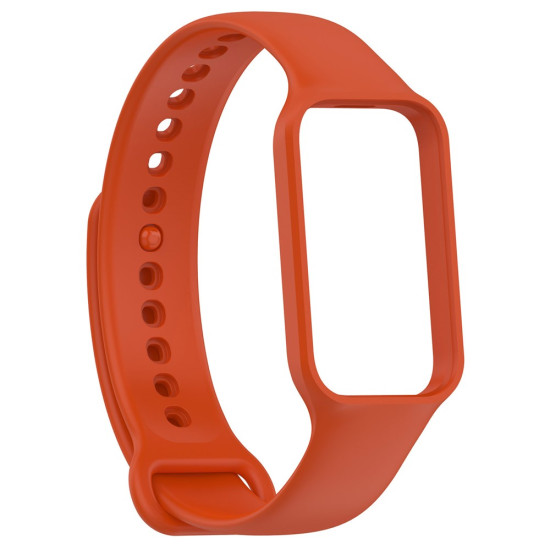 For Xiaomi Smart Band 8 Active / Redmi Band 2 Silicone Watch Band Replacement Wrist Strap with Watch Case - Orange Gadgets - Toys - Hobby