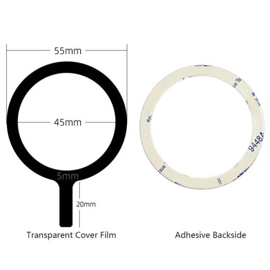 Metal Ring Sticker Magnetic Wireless Charging Ring Compatible with MagSafe - Black Holders & Docks