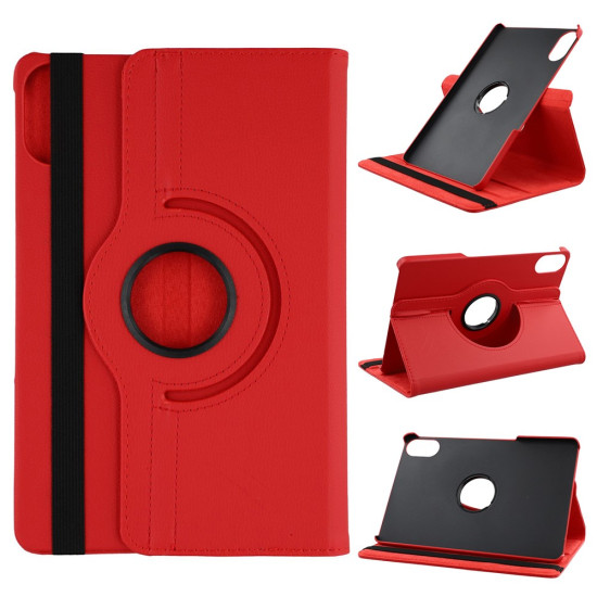 For Xiaomi Redmi Pad 2 Case Rotating Stand PU Leather + PC Tablet Cover with Elastic Band - Red XIAOMI  Tablet Cases