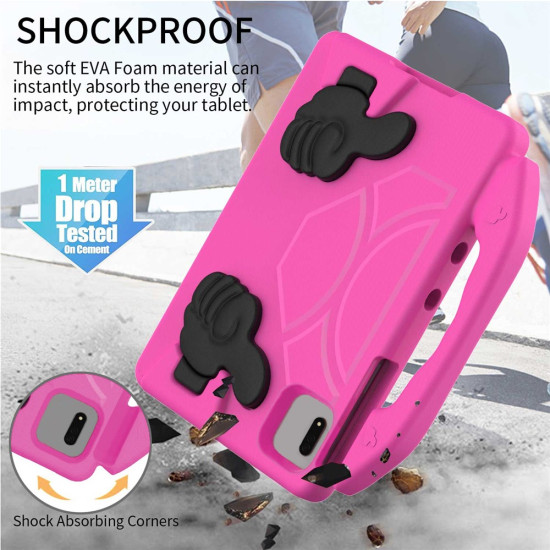 For Xiaomi Redmi Pad SE / Pad 2 / Pad 5 / Lenovo Tab M11 / Xiaoxin Pad 11 2024 EVA Case Thumb Bracket Kickstand Tablet Cover - Rose XIAOMI  Tablet Cases