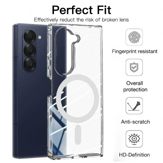 For Samsung Galaxy Z Fold7 5G Case Compatible with MagSafe TPU + Acrylic Clear Phone Cover Samsung Cases Mobile