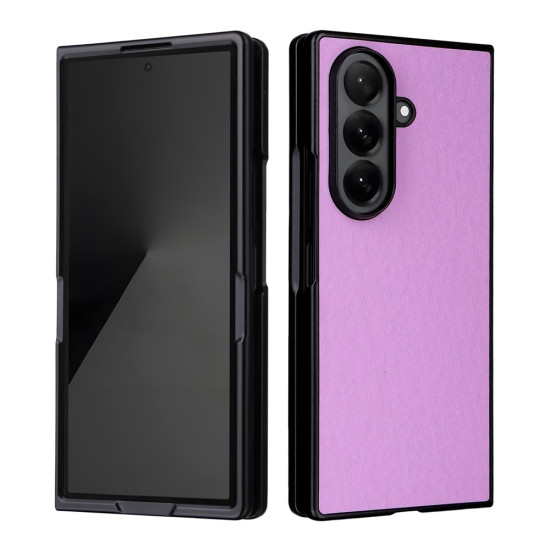 For Samsung Galaxy Z Fold7 5G Case PU Leather Hard PC Protective Phone Cover - Purple Samsung Cases Mobile