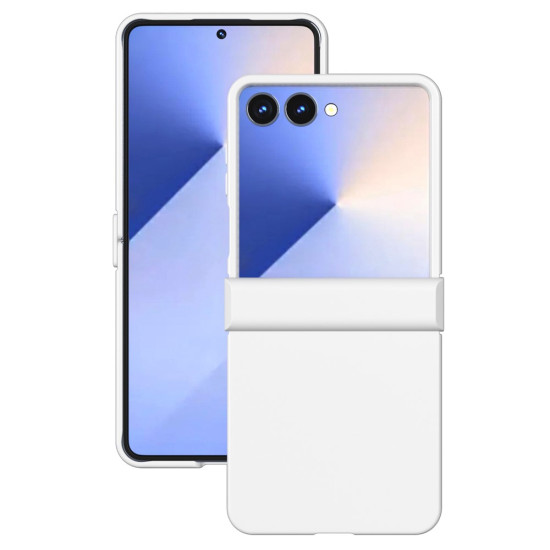 ABEEL For Samsung Galaxy Z Flip7 5G Case Skin Feel PC Phone Cover with Hinge Protection - White Samsung Cases Mobile