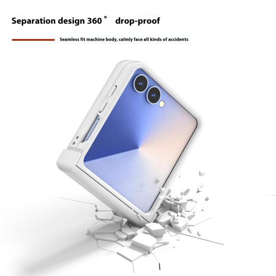 ABEEL For Samsung Galaxy Z Flip7 5G Case Skin Feel PC Phone Cover with Hinge Protection - White Samsung Cases Mobile