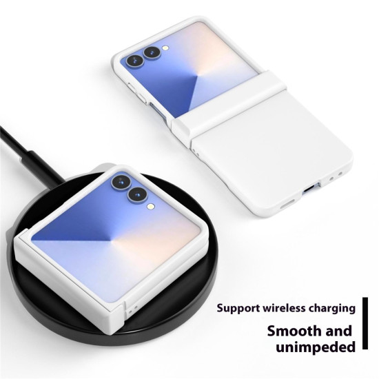ABEEL For Samsung Galaxy Z Flip7 5G Case Skin Feel PC Phone Cover with Hinge Protection - White Samsung Cases Mobile