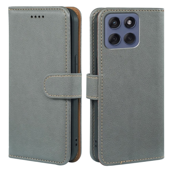 For Motorola Edge 60 5G / 60 Fusion 5G Case RFID Blocking Wallet Litchi Texture Leather Phone Cover Magnetic Clasp - Grey Motorola Cases Mobile