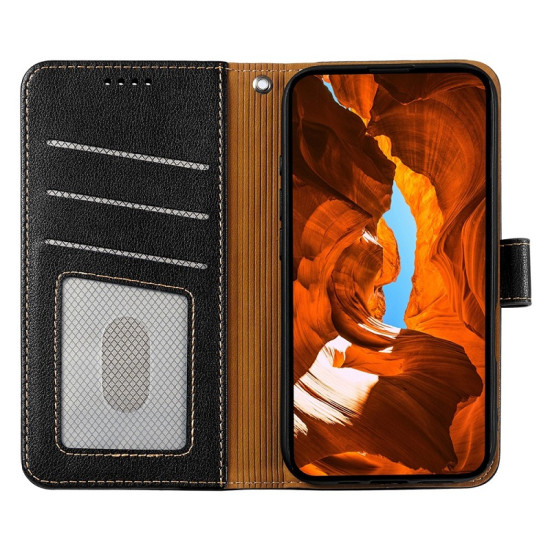 For Motorola Edge 60 5G / 60 Fusion 5G Case RFID Blocking Wallet Litchi Texture Leather Phone Cover Magnetic Clasp - Black Motorola Cases Mobile