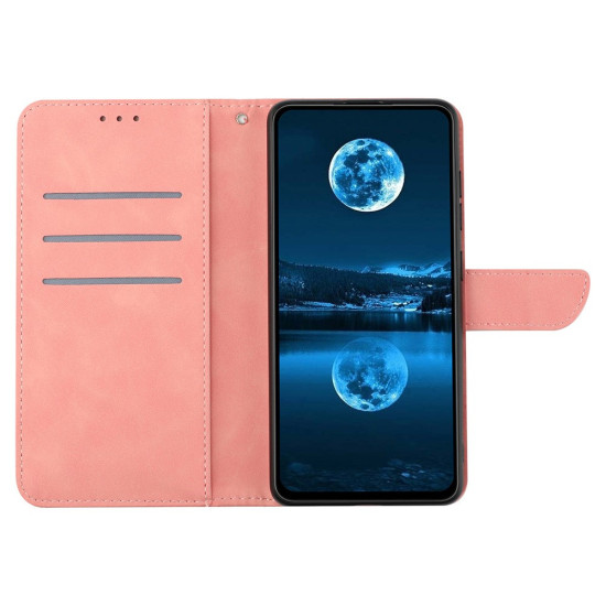 For Xiaomi Redmi A5 4G (171.7mm) / Poco C71 4G Case Skin Touch Lines Imprinted PU Leather Flip Phone Cover - Pink XIAOMI Cases Mobile
