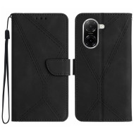 Θήκη Πορτοφόλι με Βάση Στήριξης με Γραμμές για Xiaomi Redmi A5 4G (171.7mm) / Poco C71 4G - Μαύρο