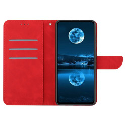 For Xiaomi Redmi A5 4G (171.7mm) / Poco C71 4G Case Skin Touch Lines Imprinted PU Leather Flip Phone Cover - Red For Xiaomi Redmi A5 4G (171.7mm) / Poco C71 4G Case Skin Touch Lines Imprinted PU Leather Flip Phone Cover - Red