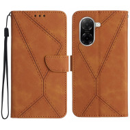 Θήκη Πορτοφόλι με Βάση Στήριξης με Γραμμές για Xiaomi Redmi A5 4G (171.7mm) / Poco C71 4G - Καφέ