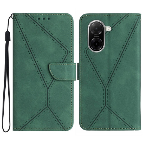 For Xiaomi Redmi A5 4G (171.7mm) / Poco C71 4G Case Skin Touch Lines Imprinted PU Leather Flip Phone Cover - Green XIAOMI Cases Mobile
