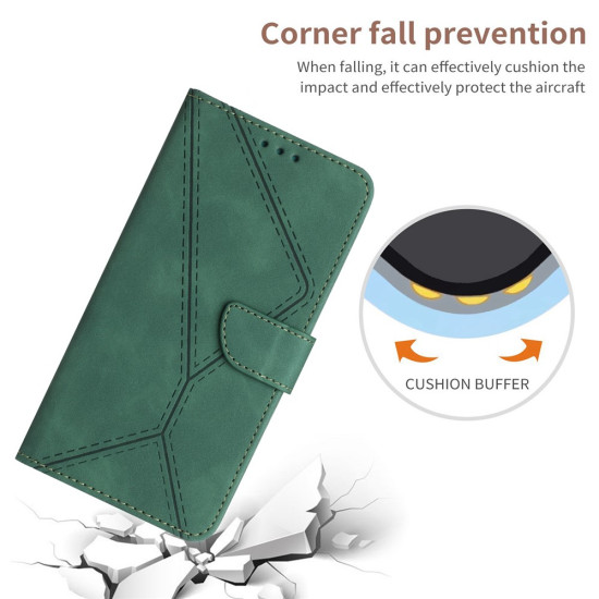 For Xiaomi Redmi A5 4G (171.7mm) / Poco C71 4G Case Skin Touch Lines Imprinted PU Leather Flip Phone Cover - Green XIAOMI Cases Mobile