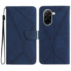 For Xiaomi Redmi A5 4G (171.7mm) / Poco C71 4G Case Skin Touch Lines Imprinted PU Leather Flip Phone Cover - Blue For Xiaomi Redmi A5 4G (171.7mm) / Poco C71 4G Case Skin Touch Lines Imprinted PU Leather Flip Phone Cover - Blue