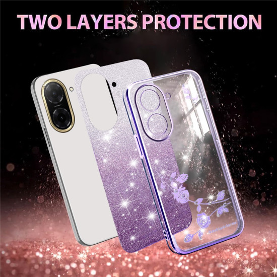 KADEM For Xiaomi Redmi A5 4G (171.7mm) / Poco C71 4G Case Flower TPU Flexible Gradient Phone Cover - Purple XIAOMI Cases Mobile
