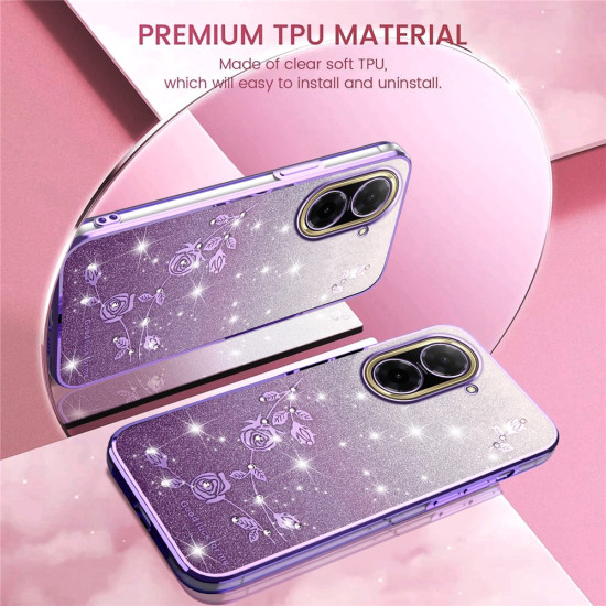 KADEM For Xiaomi Redmi A5 4G (171.7mm) / Poco C71 4G Case Flower TPU Flexible Gradient Phone Cover - Purple XIAOMI Cases Mobile