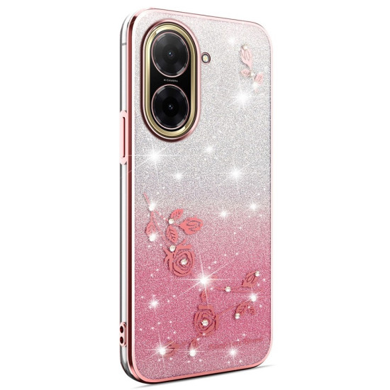KADEM For Xiaomi Redmi A5 4G (171.7mm) / Poco C71 4G Case Flower TPU Flexible Gradient Phone Cover - Rose Gold XIAOMI Cases Mobile