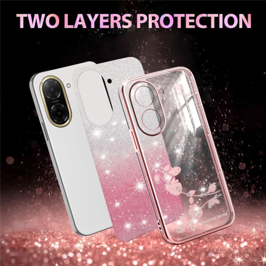KADEM For Xiaomi Redmi A5 4G (171.7mm) / Poco C71 4G Case Flower TPU Flexible Gradient Phone Cover - Rose Gold XIAOMI Cases Mobile