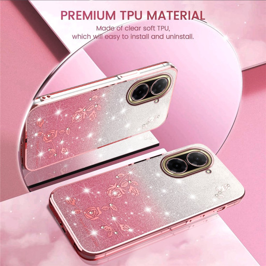 KADEM For Xiaomi Redmi A5 4G (171.7mm) / Poco C71 4G Case Flower TPU Flexible Gradient Phone Cover - Rose Gold XIAOMI Cases Mobile