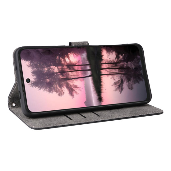 For TCL 60 SE NxtPaper 5G Case Wallet RFID Blocking PU Leather Phone Cover Stand with Strap - Black TCL Mobile Cases
