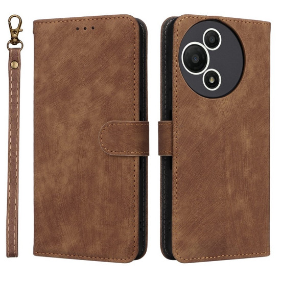 For TCL 60 SE NxtPaper 5G Case Wallet RFID Blocking PU Leather Phone Cover Stand with Strap - Brown TCL Mobile Cases