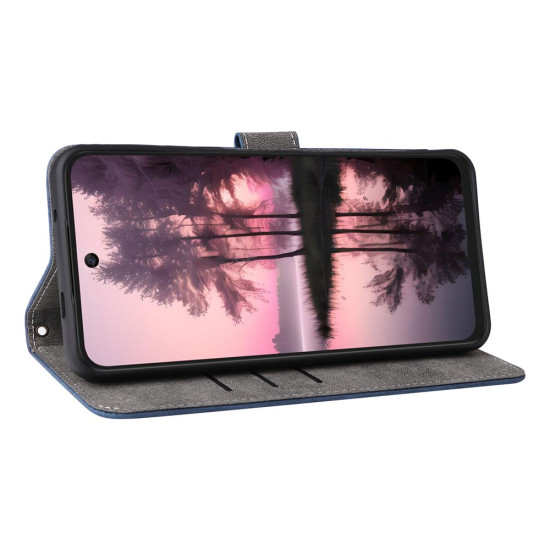 For TCL 60 SE NxtPaper 5G Case Wallet RFID Blocking PU Leather Phone Cover Stand with Strap - Blue TCL Mobile Cases