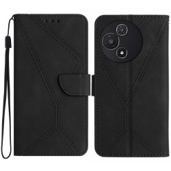 For TCL 60R 5G Case Skin Touch Lines Imprinted PU Leather Flip Phone Cover - Black For TCL 60R 5G Case Skin Touch Lines Imprinted PU Leather Flip Phone Cover - Black